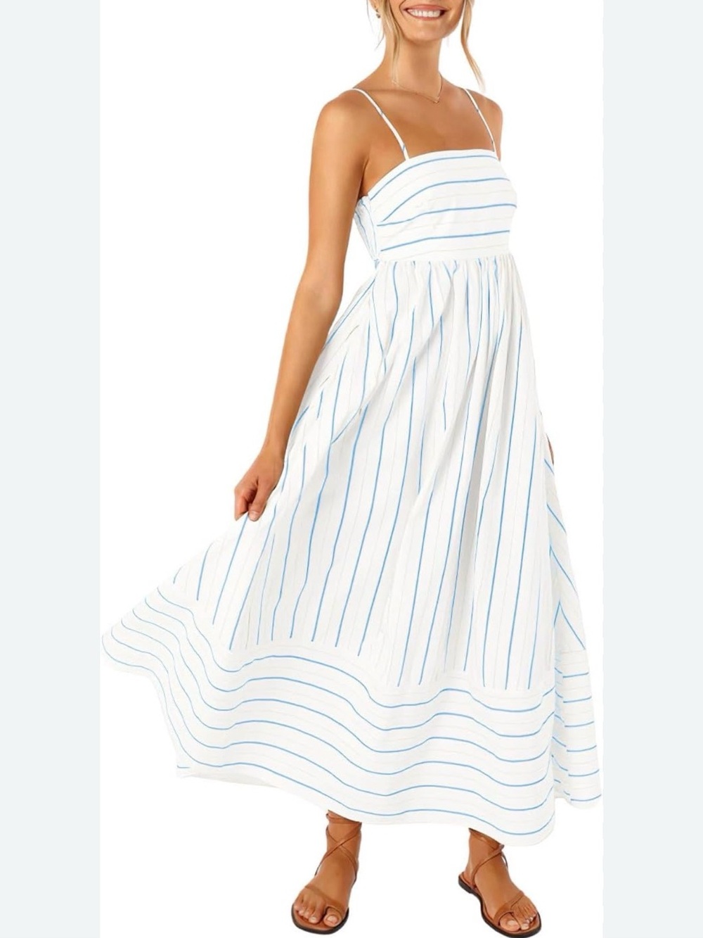 Chouyatou — NWOT Classic Blue-Striped White Sundress — Size M